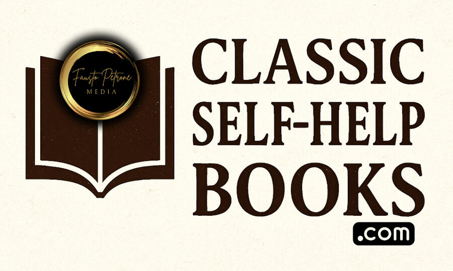 Logo for Classic Self-Help Books .COM website, featuring an open-book icon and vintage typography