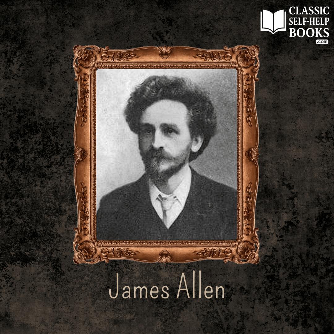 Vintage portrait of James Allen, British philosophical writer and author of As a Man Thinketh, shown in an early 20th-century framed photograph.