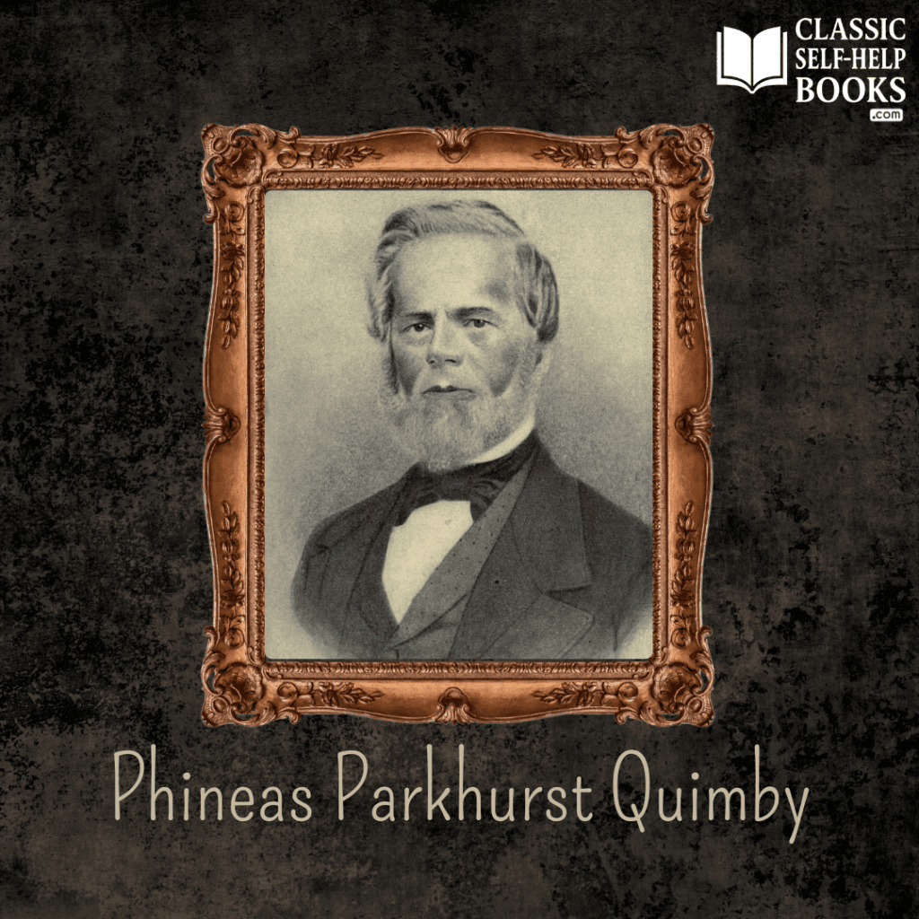Vintage portrait of Phineas Parkhurst Quimby, founder of the New Thought movement and pioneer of mind-body healing, shown in a 19th-century framed photograph.