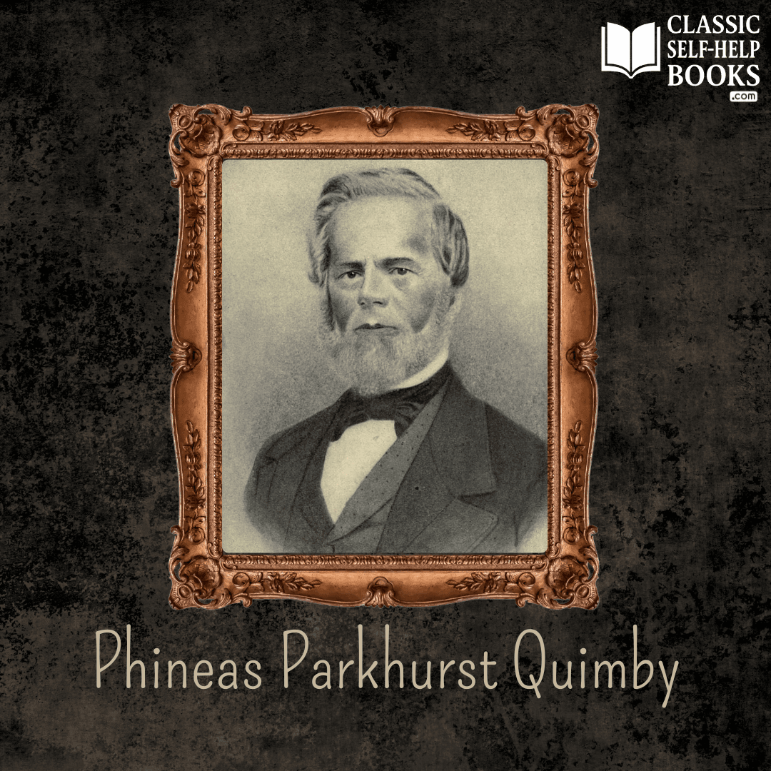 Vintage portrait of Phineas Parkhurst Quimby, founder of the New Thought movement and pioneer of mind-body healing, shown in a 19th-century framed photograph.
